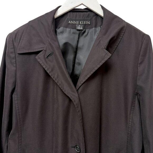 Anne Klein Black Coat Size 14 Womens Vintage Trench Light Jacket - Picture 9 of 13